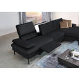 ECKSOFA in Echtleder Anthrazit  - Anthrazit/Schwarz, Design, Leder/Metall (325/157cm) - Dieter Knoll