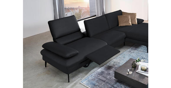 ECKSOFA in Echtleder Anthrazit  - Anthrazit/Schwarz, Design, Leder/Metall (325/157cm) - Dieter Knoll