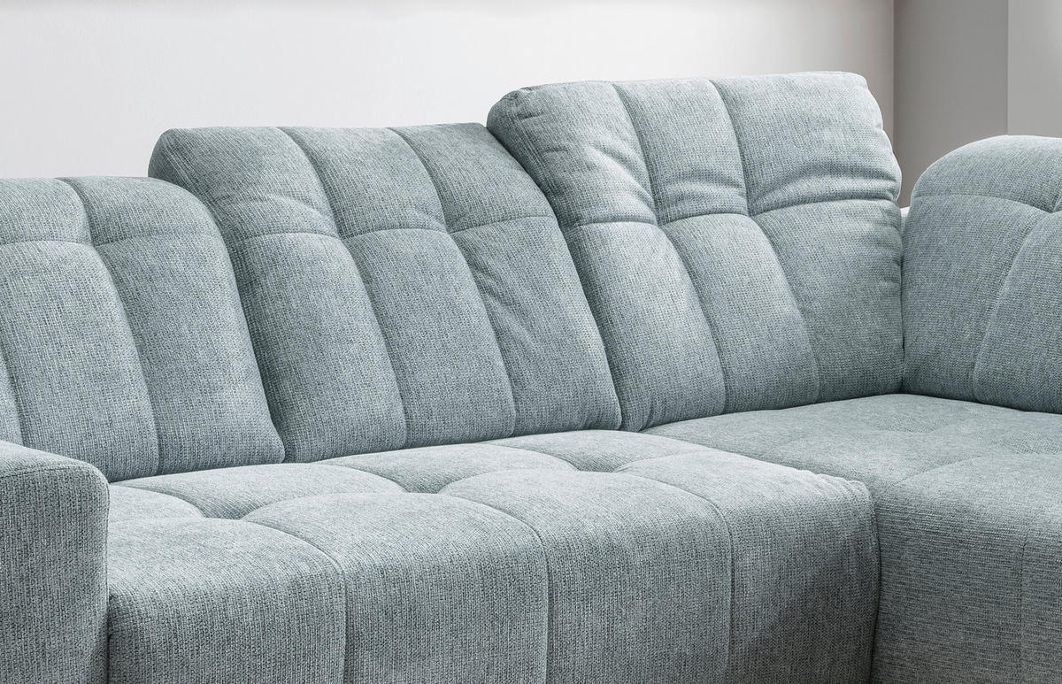 ECKSOFA in Chenille Mintgrün  - Schwarz/Mintgrün, Modern, Textil/Metall (261/200cm) - Livetastic