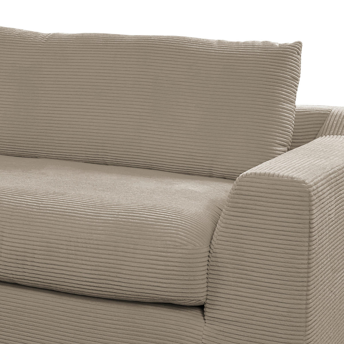BIGSOFA in Cord Taupe  - Taupe/Schwarz, Design, Kunststoff/Textil (276/90/109cm) - home24