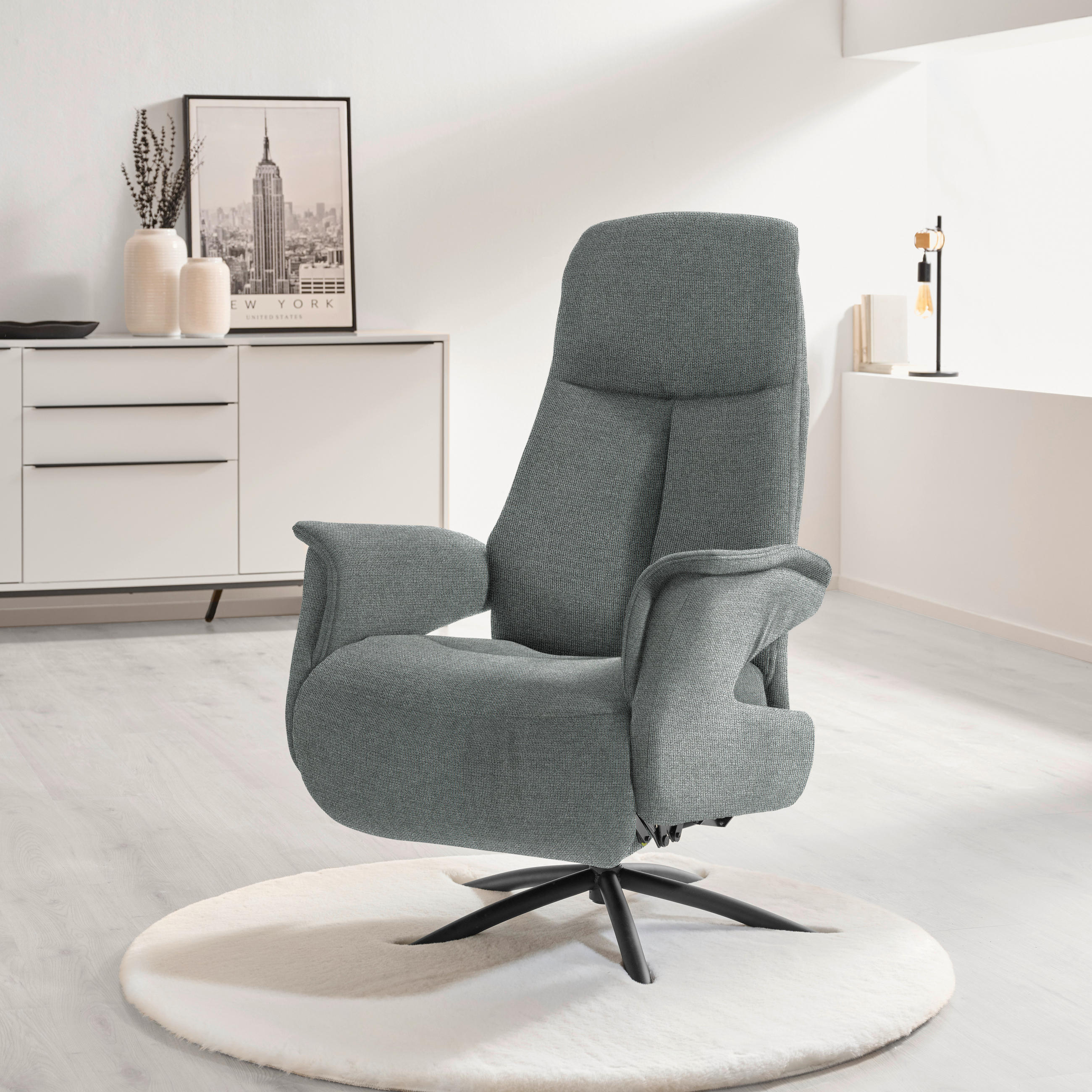 RELAXFÅTÖLJ i textil blågrå  - blågrå/svart, Design, metall/textil (73/108/86cm) - Livetastic