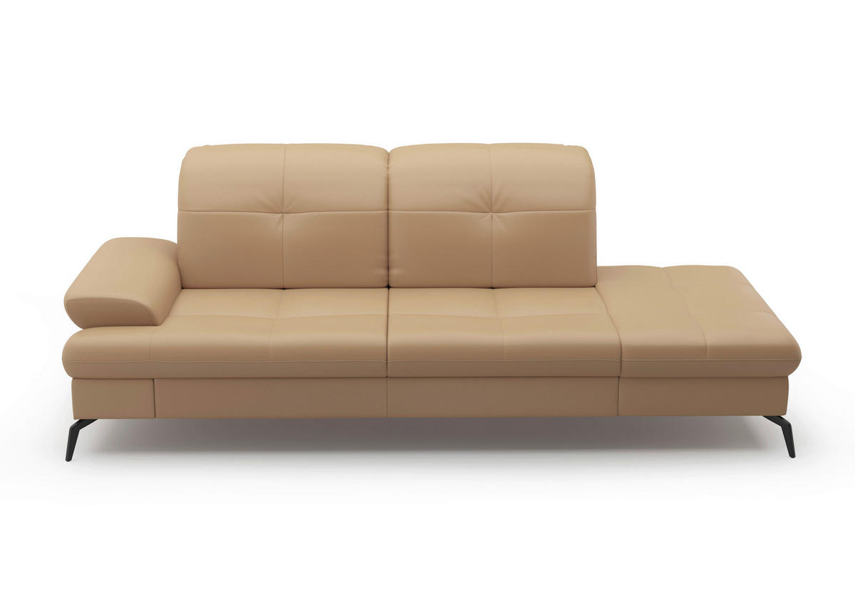 RÉCAMIERE in Echtleder Cappuccino  - Schwarz/Cappuccino, Konventionell, Leder/Metall (231/90/122cm) - Sit & More