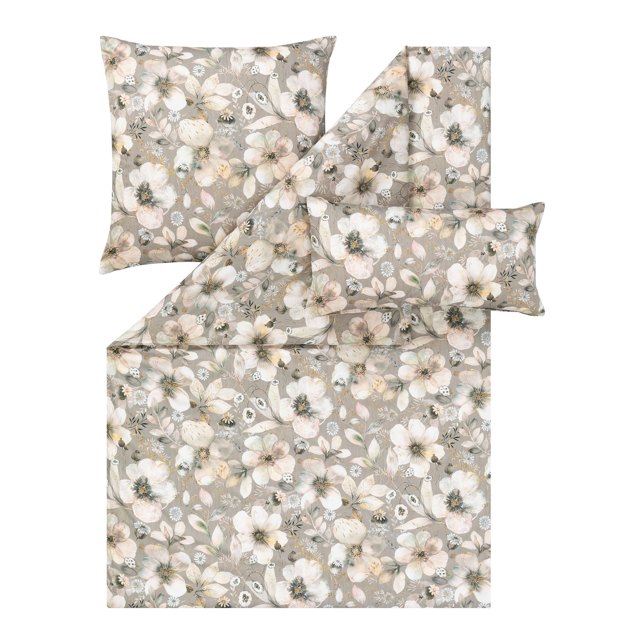 BETTWÄSCHE 3-teilig Ilona Satin 135/200 cm  - Graubraun, Design, Textil (135/200cm) - Estella
