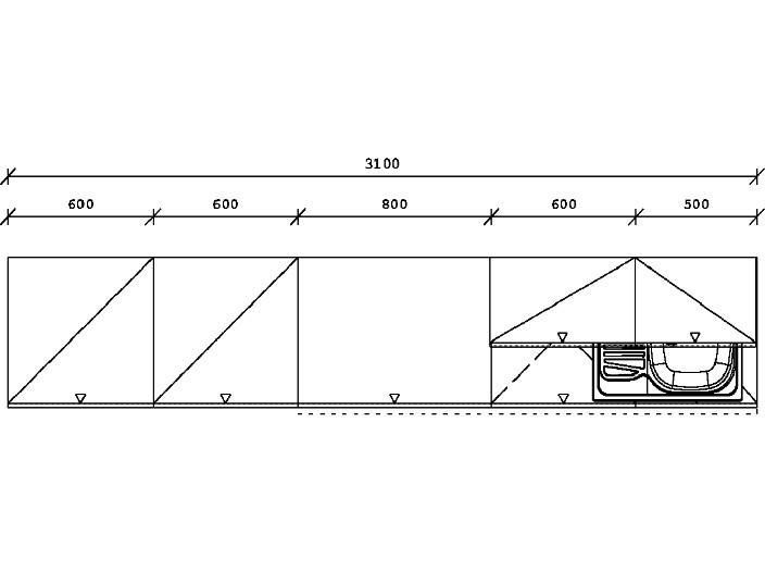 KÜCHENLEERBLOCK 310 cm   in Weiß, Eichefarben  - Edelstahlfarben/Eichefarben, Basics, Holzwerkstoff/Metall (310cm) - Venda