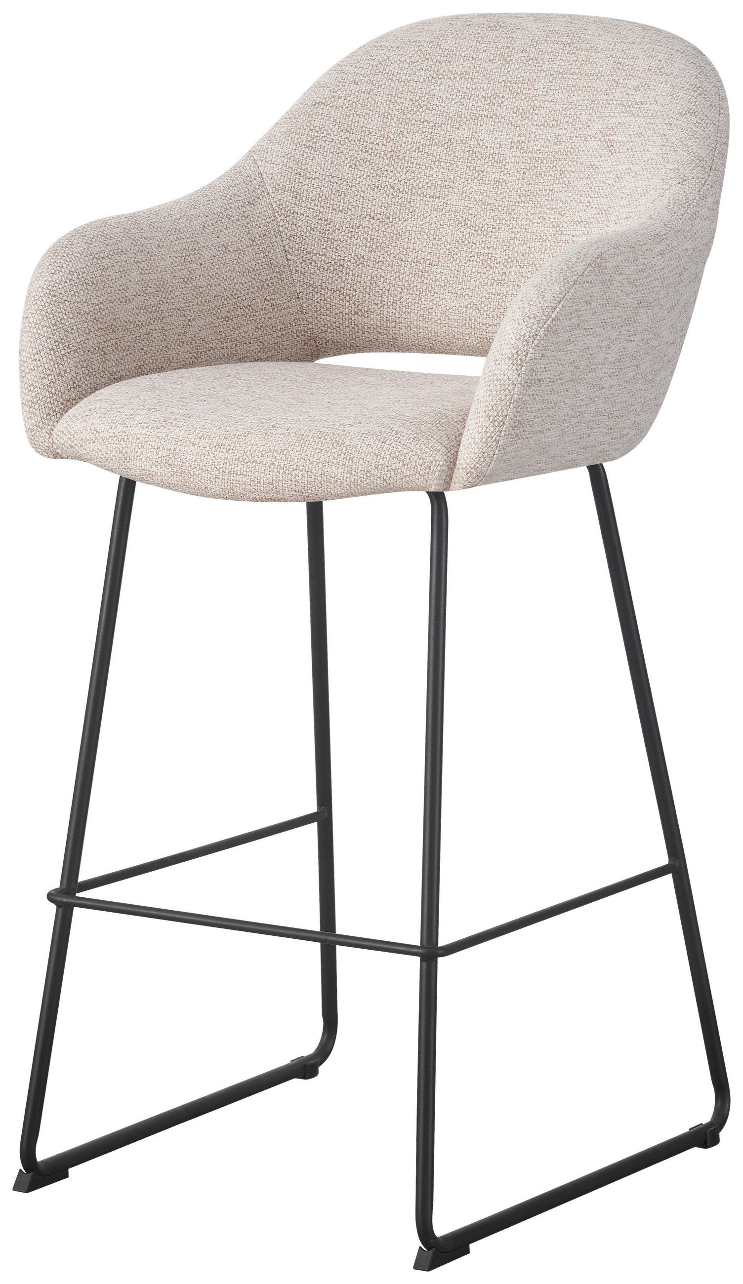 Thumbnail - Novel Barhocker, Beige, Schwarz, Textil, Metall, Rundrohr, Kufe, 55x104.5x60.5 cm, Esszimmer, Barmöbel, Barhocker