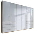 FALTTÜRENSCHRANK Glasfront  in Weiß, Eichefarben  - Chromfarben/Eichefarben, KONVENTIONELL, Glas/Holzwerkstoff (300/236/58cm) - Venda