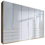 FALTTÜRENSCHRANK Glasfront  in Weiß, Eichefarben  - Chromfarben/Eichefarben, KONVENTIONELL, Glas/Holzwerkstoff (300/236/58cm) - Venda