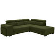 ECKSOFA  in Webstoff Dunkelgrün  - Dunkelgrün/Schwarz, KONVENTIONELL, Holz/Textil (283/244cm) - Carryhome