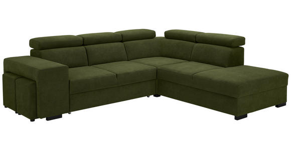 ECKSOFA  in Webstoff Dunkelgrün  - Dunkelgrün/Schwarz, KONVENTIONELL, Holz/Textil (283/244cm) - Carryhome