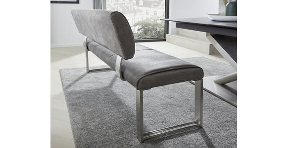 SITZBANK 140/87,5/62 cm in Edelstahlfarben, Dunkelgrau - Edelstahlfarben/Dunkelgrau, Design, Textil/Metall (140/87,5/62cm) - Dieter Knoll