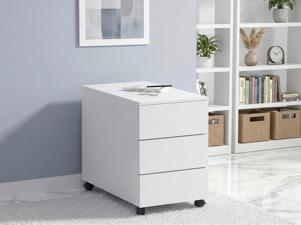 ROLLCONTAINER 39/55/70 cm  - Weiß, MODERN, Holzwerkstoff/Kunststoff (39/55/70cm) - Livetastic