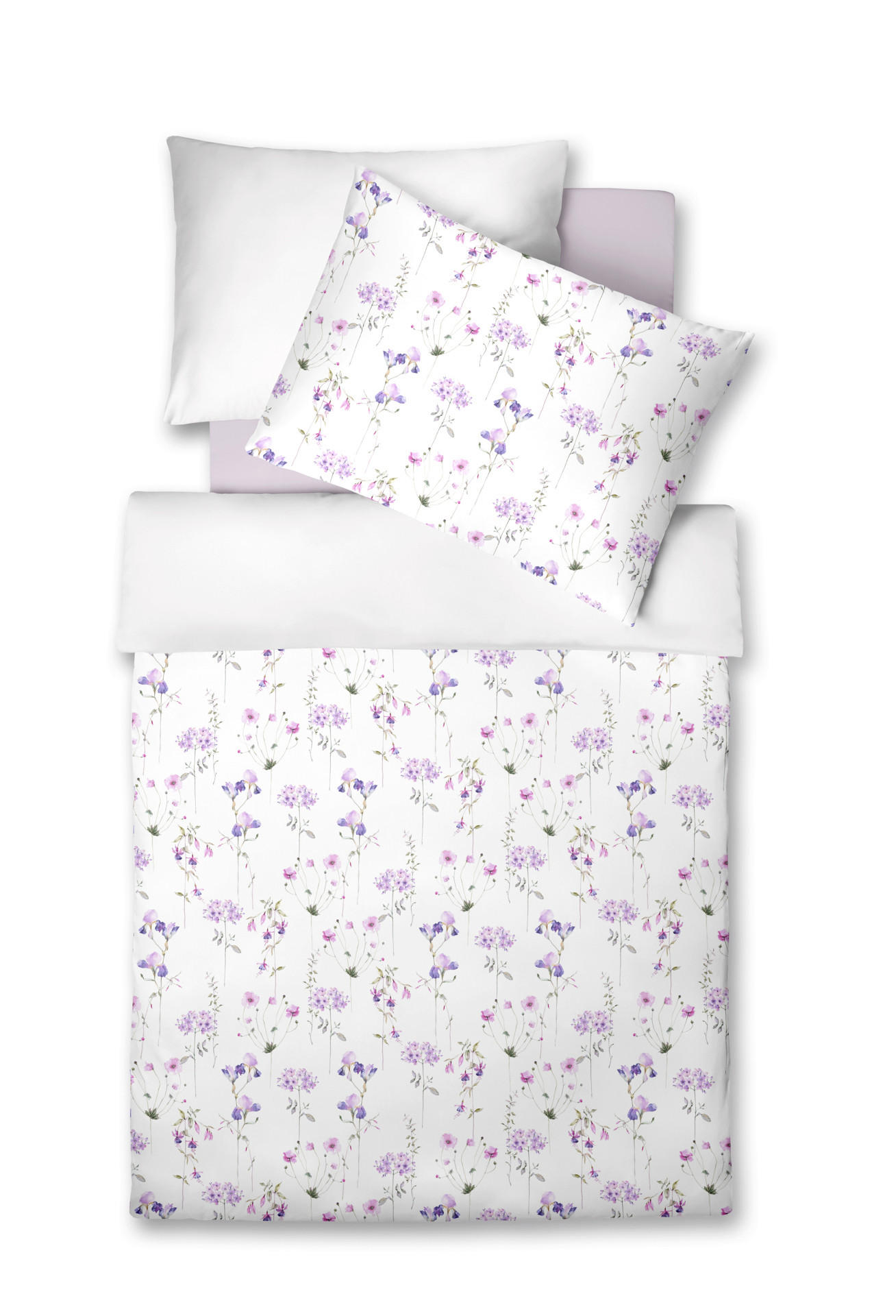 POSTELJNINA 140/200 cm lila, roza, bela  - lila/roza, Konvencionalno, tekstil (140/200cm) - Fleuresse