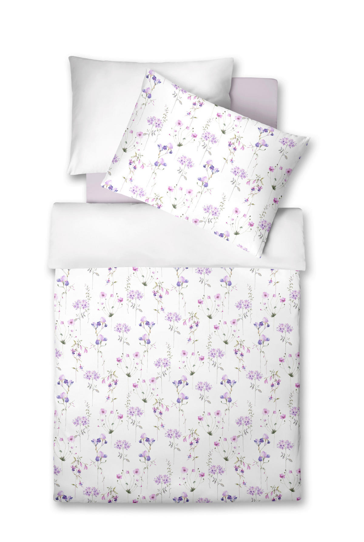 POSTELJNINA 140/200 cm lila, roza, bela  - lila/roza, Konvencionalno, tekstil (140/200cm) - Fleuresse
