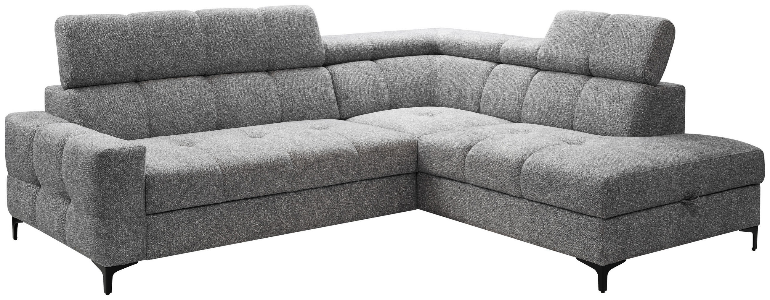 ECKSOFA in Struktur Grau  - Schwarz/Grau, Modern, Textil/Metall (254/212cm) - Carryhome