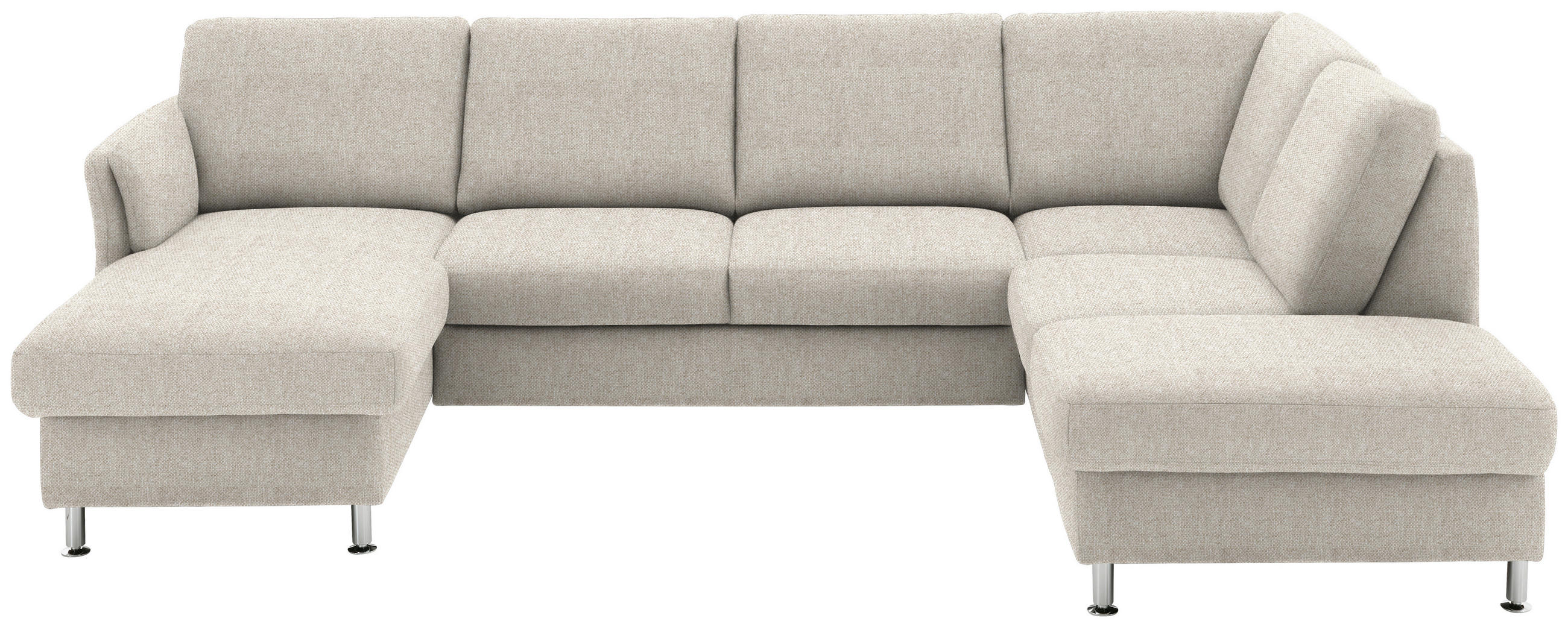 WOHNLANDSCHAFT in Flachgewebe Beige  - Chromfarben/Beige, Konventionell, Textil/Metall (168/305/200cm) - Beldomo System