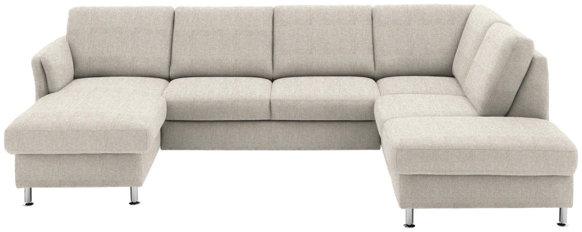 WOHNLANDSCHAFT in Flachgewebe Beige  - Chromfarben/Beige, Konventionell, Textil/Metall (168/305/200cm) - Beldomo System