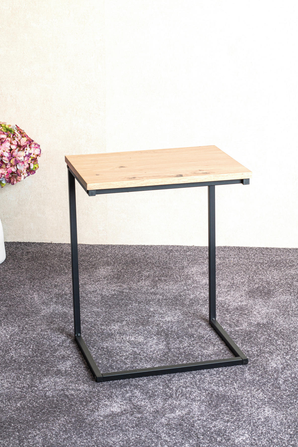 ODKLÁDACÍ STOLEK, černá, barvy dubu - černá/barvy dubu, Design, kov/kompozitní dřevo (40/30/50cm)