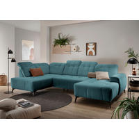 WOHNLANDSCHAFT SANO in Cord Petrol  - Petrol/Schwarz, MODERN, Textil/Metall (200/337/180cm) - Livetastic