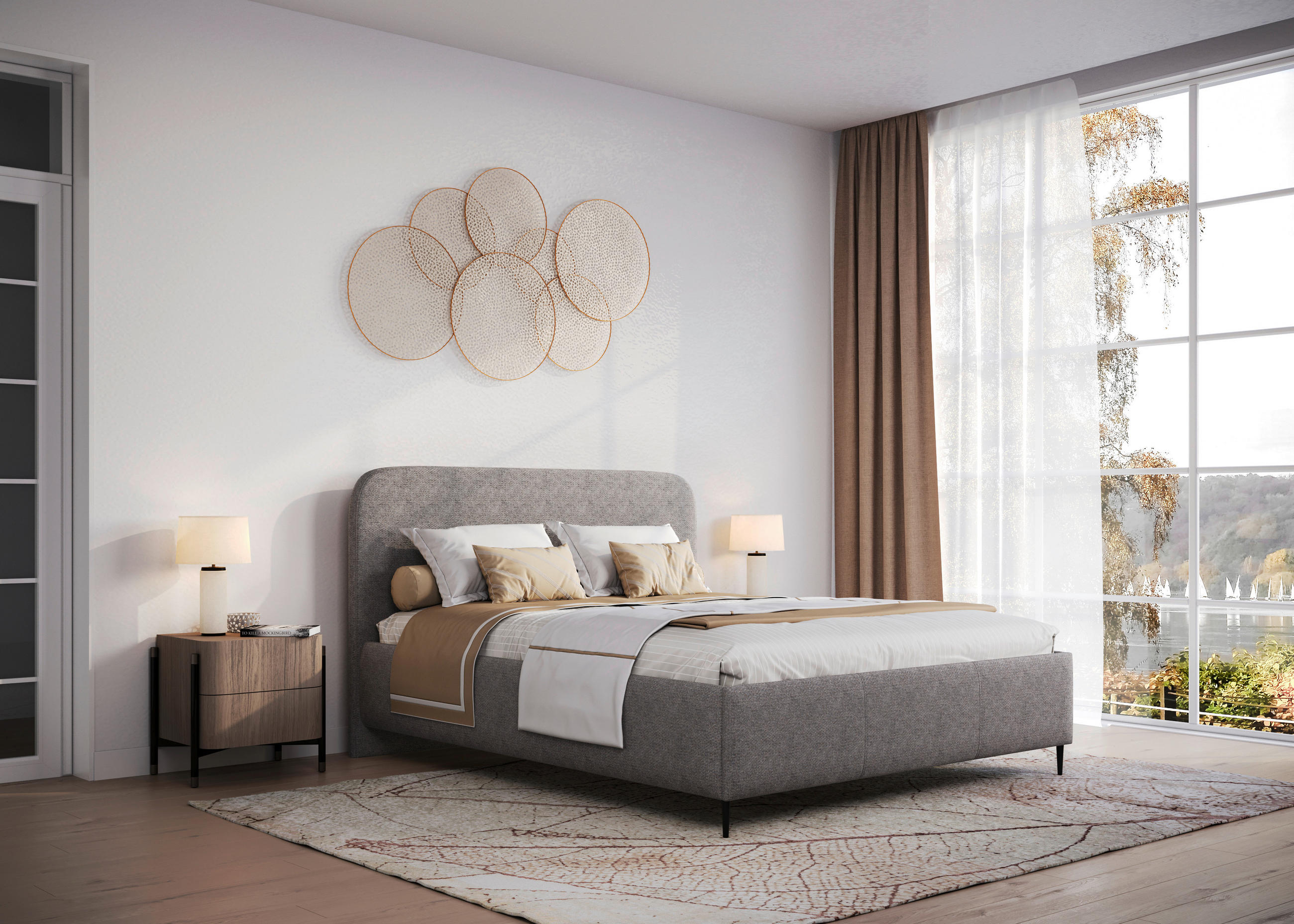TAPECIRANI KREVET   160/200 cm   taupe  - crna/taupe, Moderno, drvni materijal/drvo (160/200cm) - Livetastic