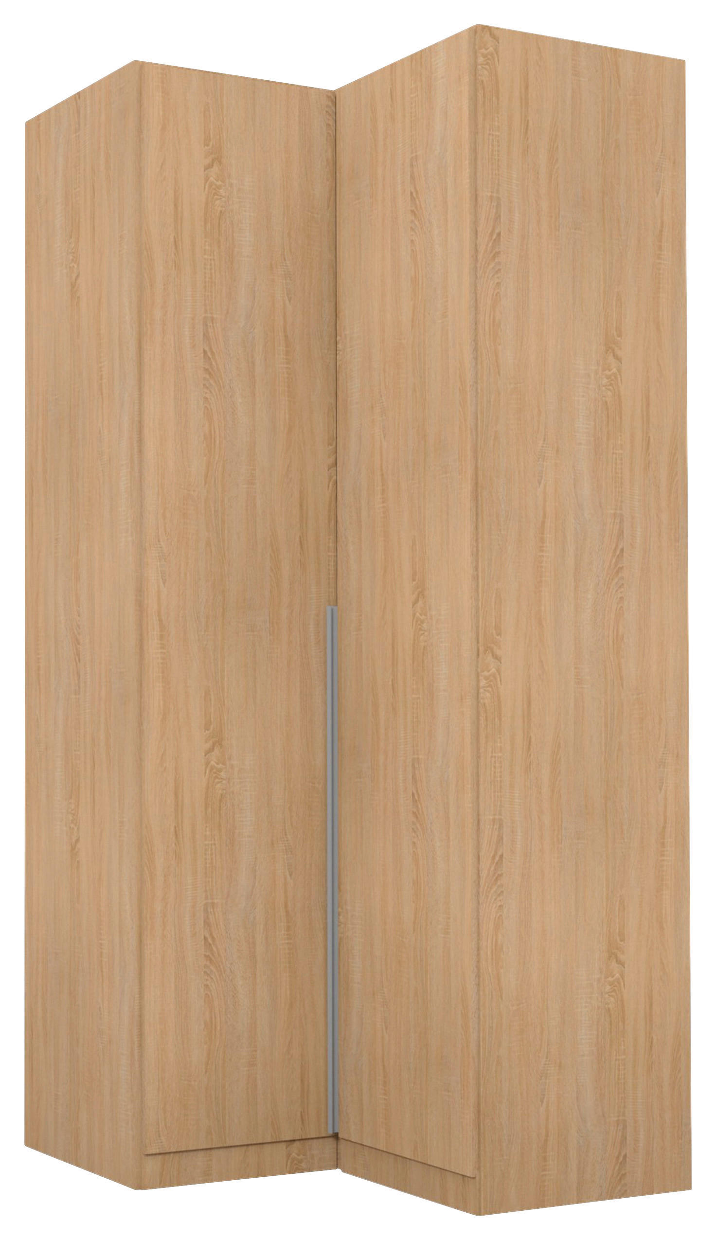 ECKKLEIDERSCHRANK 100/229/102 cm  - Alufarben/Sonoma Eiche, Modern, Holzwerkstoff (100/229/102cm) - Rauch Möbel