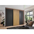 SCHWEBETÜRENSCHRANK  in Graphitfarben, Eiche Bianco  - Eiche Bianco/Graphitfarben, Design, Holzwerkstoff (300/217/67cm) - Novel