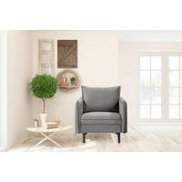 SESSEL in Samt Grau  - Schwarz/Grau, Design, Holz/Textil (74/86/100cm) - P & B