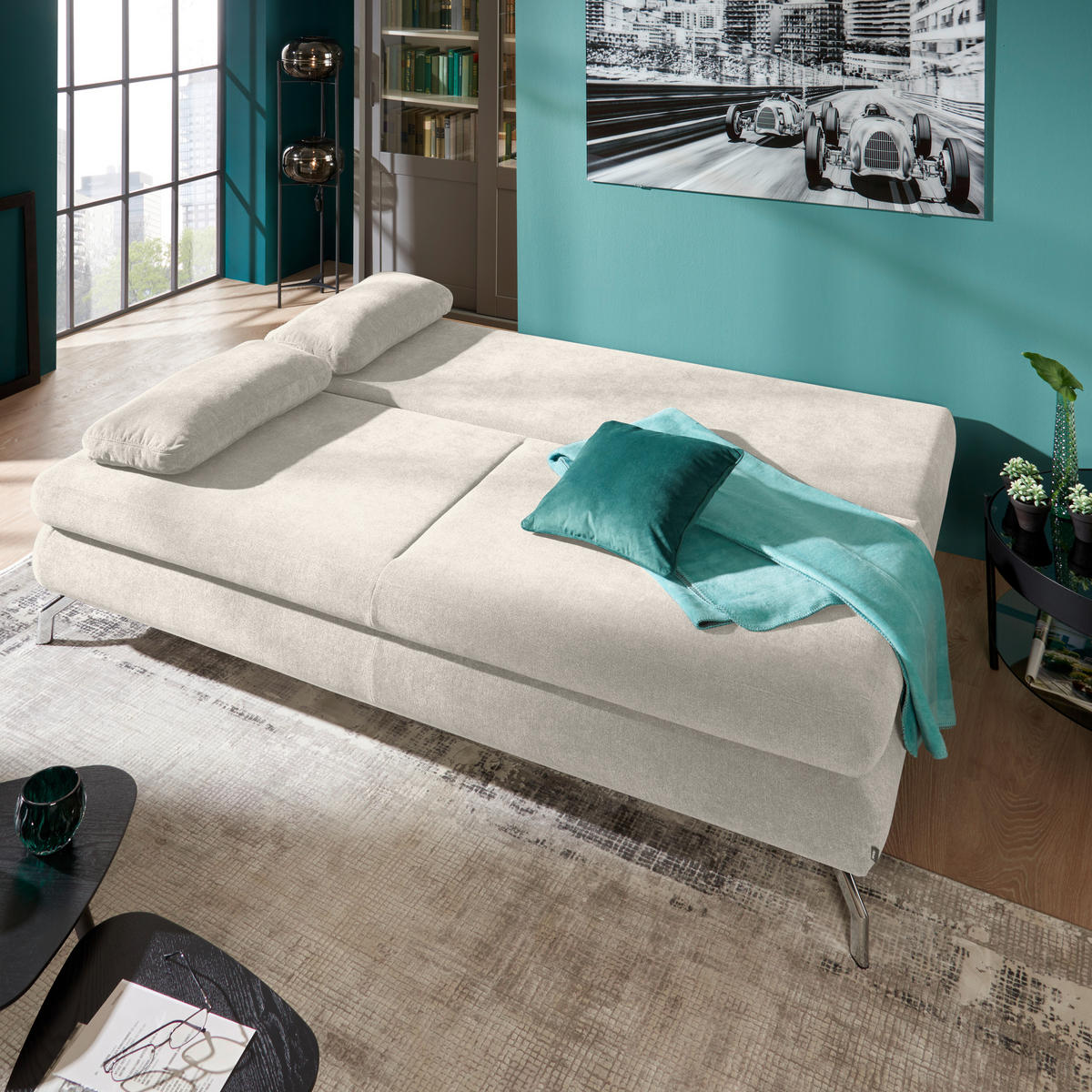 ROZKLÁDACÍ POHOVKA, přírodní barvy - barvy chromu/přírodní barvy, Design, kov (200/91/92cm) - Novel