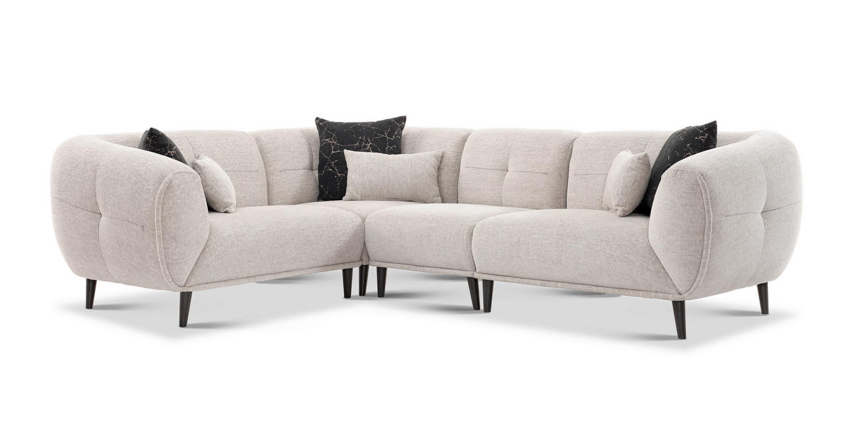 ECKSOFA in Bouclé Hellgrau  218/286 cm  - Anthrazit/Hellgrau, Design, Holz/Textil (218/286cm) - Livetastic