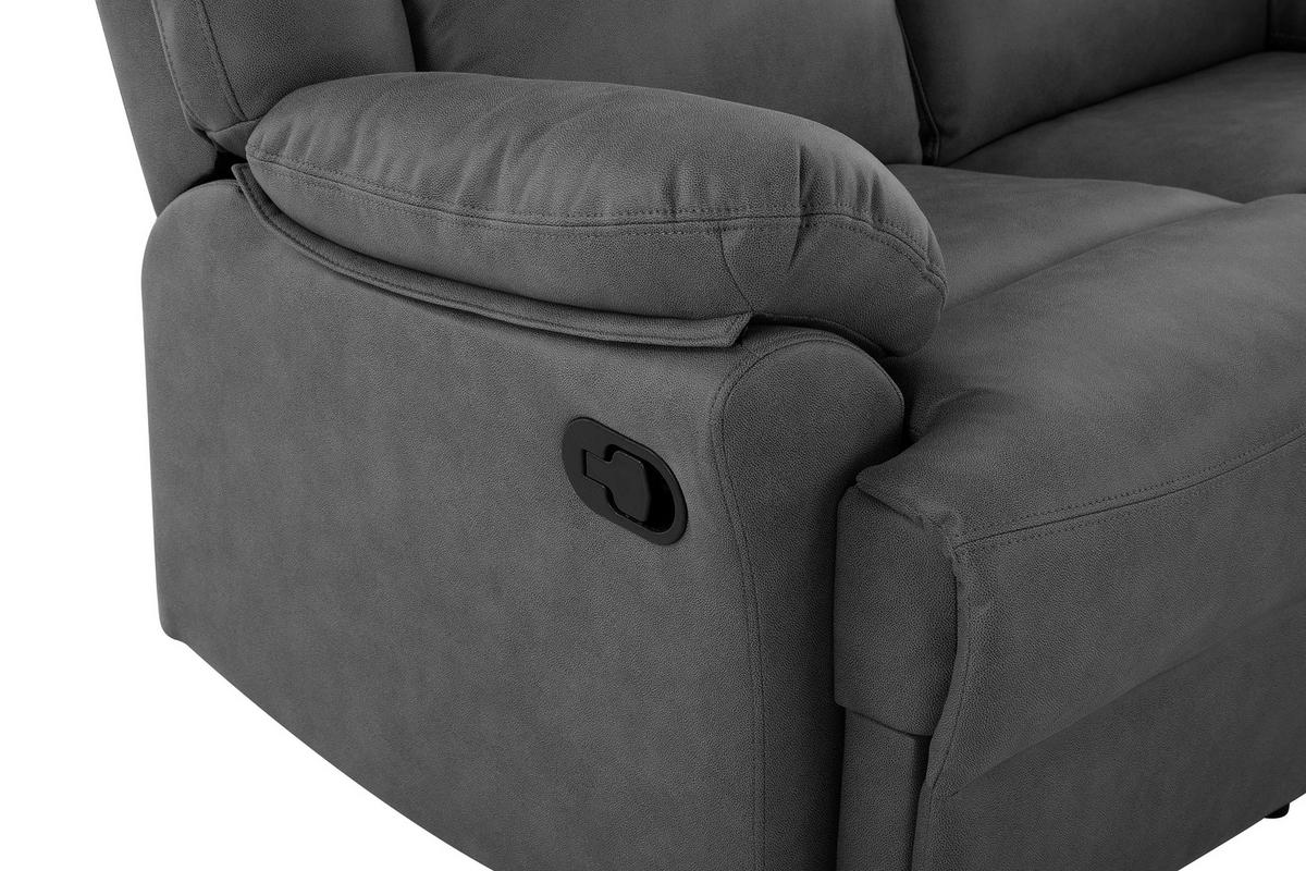 SITZGARNITUR Mikrofaser Grau  - Schwarz/Grau, KONVENTIONELL, Textil/Metall - Livetastic