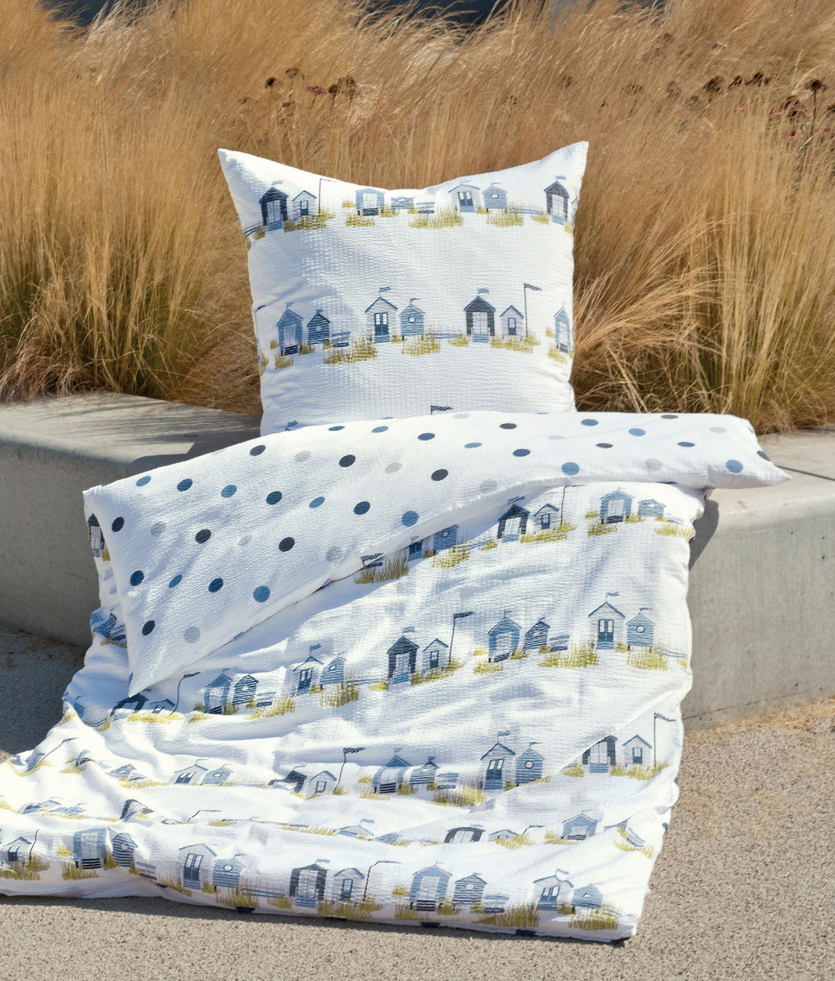 BETTWÄSCHE TANGO Seersucker 155/220 cm  - Blau, Basics, Textil (155/220cm) - Janine
