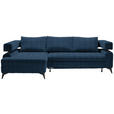 ECKSOFA in Chenille Dunkelblau  - Schwarz/Dunkelblau, KONVENTIONELL, Textil/Metall (184/265cm) - Hom`in