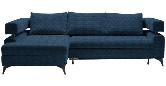 ECKSOFA in Chenille Dunkelblau  - Schwarz/Dunkelblau, KONVENTIONELL, Textil/Metall (184/265cm) - Hom`in