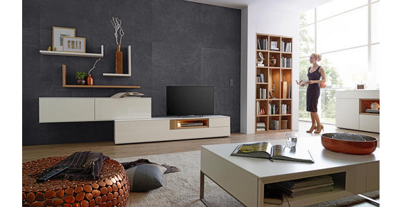 WOHNWAND Wildeiche furniert Eichefarben, Weiß - Eichefarben/Weiß, Design, Holz (315/77/47cm) - Dieter Knoll