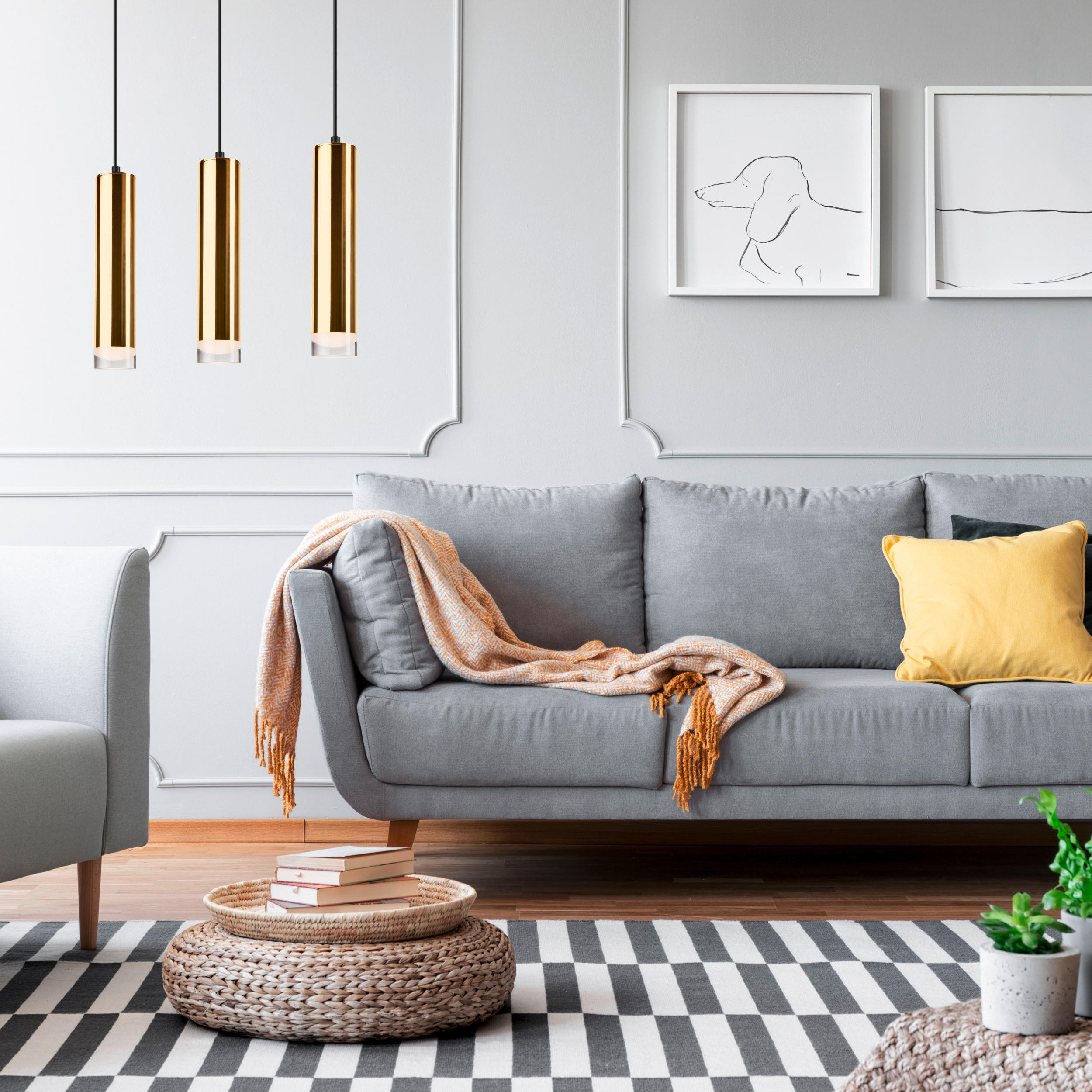 HÄNGELEUCHTE 90/50/90 cm  - Goldfarben, Design, Metall (90/50/90cm)