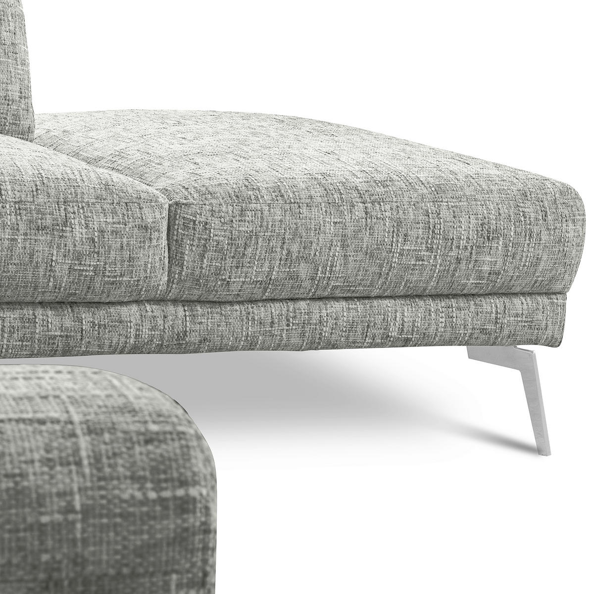 ECKSOFA  Webstoff Grau  - Chromfarben/Grau, Design, Textil/Metall (273/250cm) - Livetastic