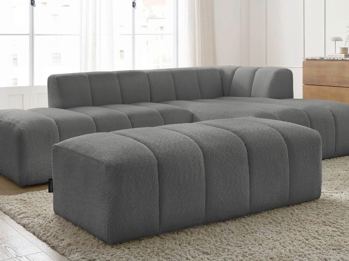 ECKSOFA  ANNECY Dunkelgrau Bouclé  - Dunkelgrau/Schwarz, MODERN, Kunststoff/Textil (262/170cm)