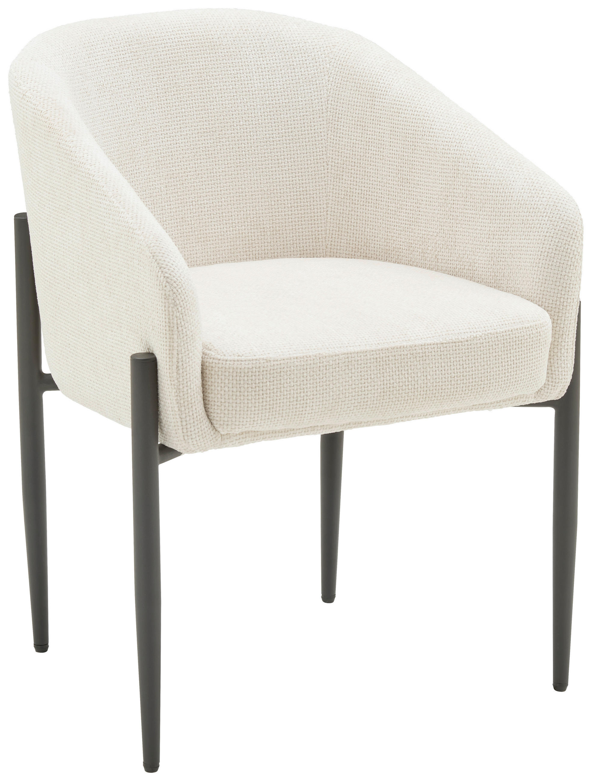 Scaun Cu Brațe din metal, textil, negru, bej