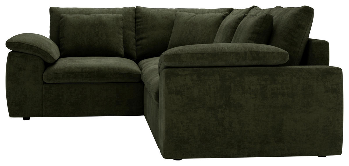 ECKSOFA Chenille Grün  - Schwarz/Grau, Design, Kunststoff/Textil (216/289cm) - Livetastic