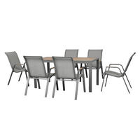 GARTENTISCHGRUPPE Stahl  - Naturfarben/Grau, KONVENTIONELL, Kunststoff/Metall - Gardenson