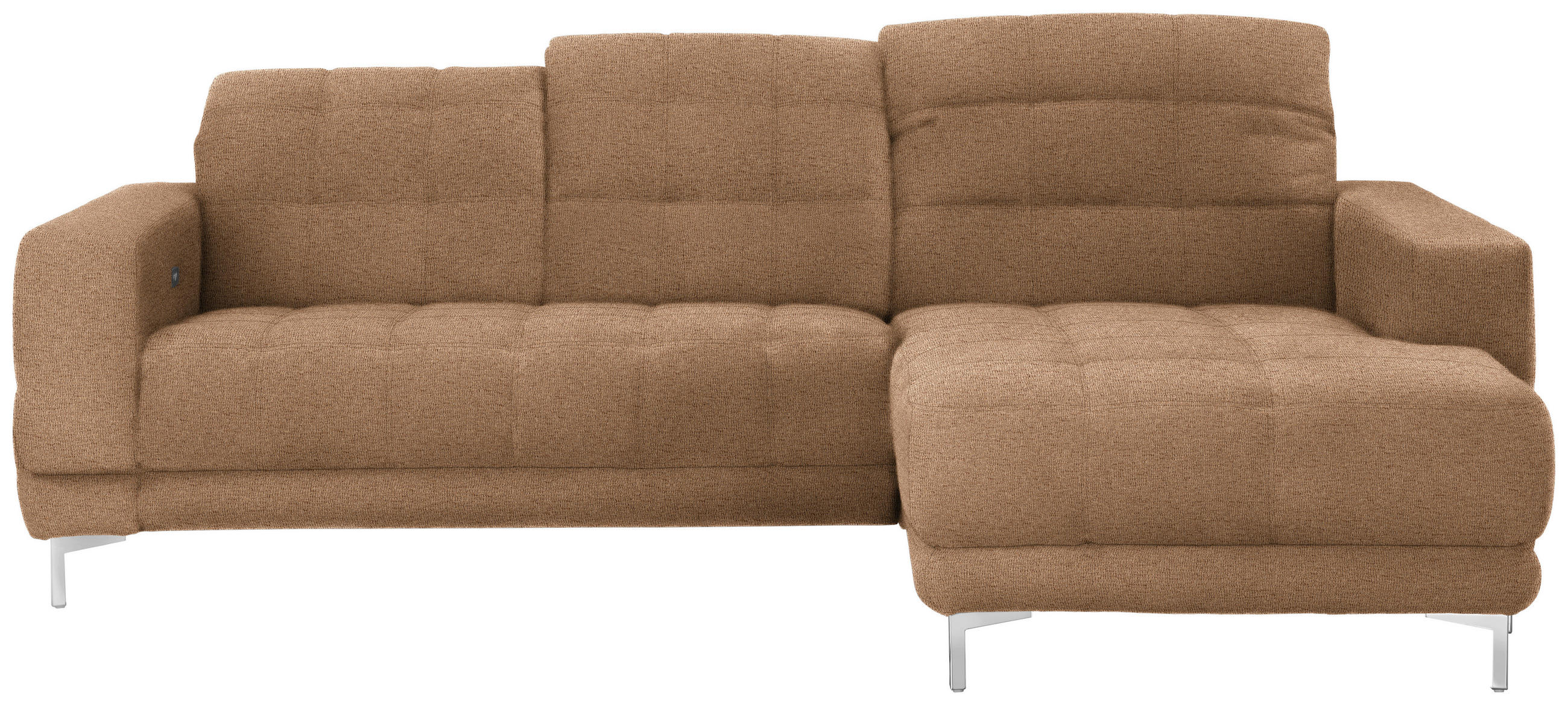 ECKSOFA Webstoff Braun  - Chromfarben/Braun, Design, Textil/Metall (260/187cm) - Xora