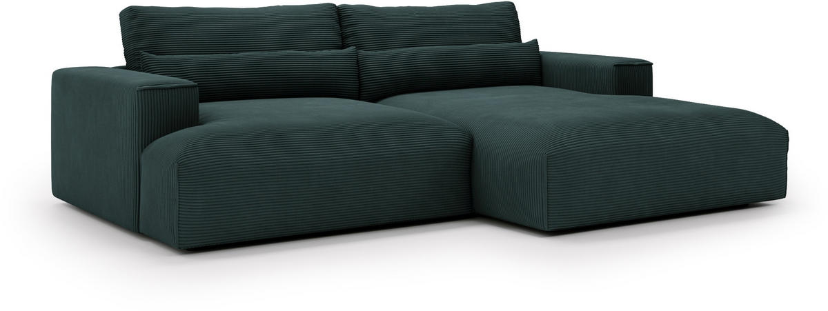 ECKSOFA Felicia Anthrazit Cord  - Anthrazit/Schwarz, Design, Kunststoff/Textil (267/187cm) - Stylife