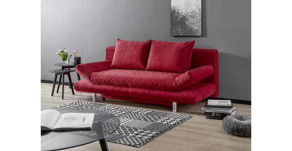 SCHLAFSOFA Armteil verstellbar Mikrofaser Rot  - Chromfarben/Rot, Design, Textil (194/73/91cm) - Xora