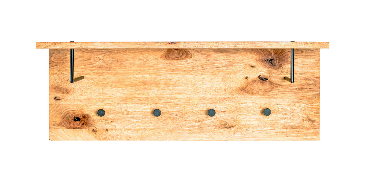 WANDGARDEROBE  in Eiche massiv Schwarz, Eichefarben  - Eichefarben/Schwarz, Basics, Holz/Metall (80/30/20cm)