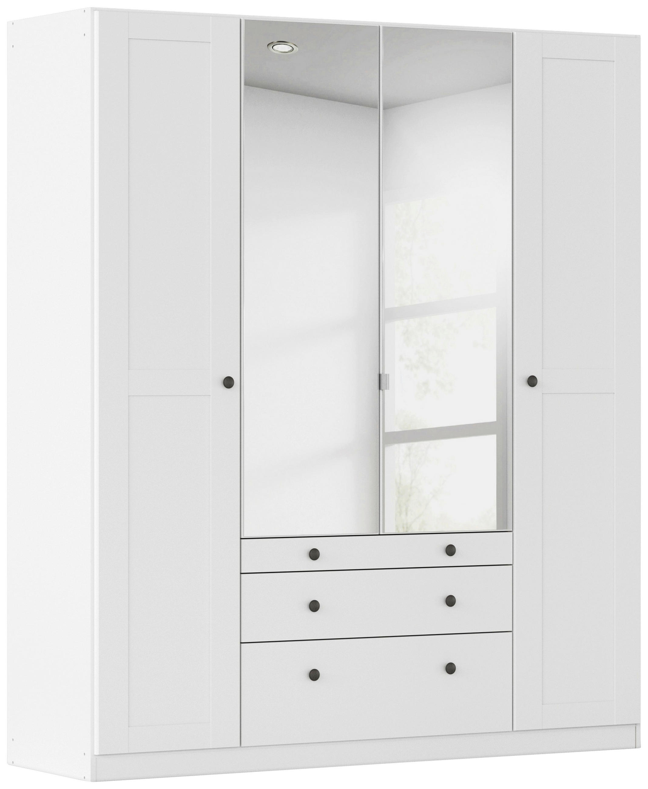 DREHTÜRENSCHRANK 181/210/54 cm,  in Weiß, 4-türig  - Schwarz/Weiß, KONVENTIONELL, Glas/Holzwerkstoff (181/210/54cm) - home24