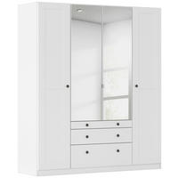 DREHTÜRENSCHRANK 181/210/54 cm,  in Weiß, 4-türig  - Schwarz/Weiß, KONVENTIONELL, Glas/Holzwerkstoff (181/210/54cm) - home24