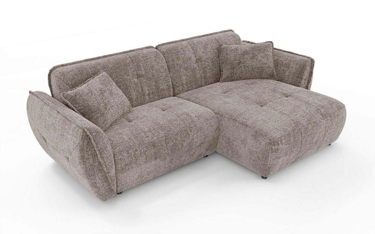ECKSOFA Nelia Braun Chenille  - Schwarz/Braun, Design, Kunststoff/Textil (252/155cm) - P & B