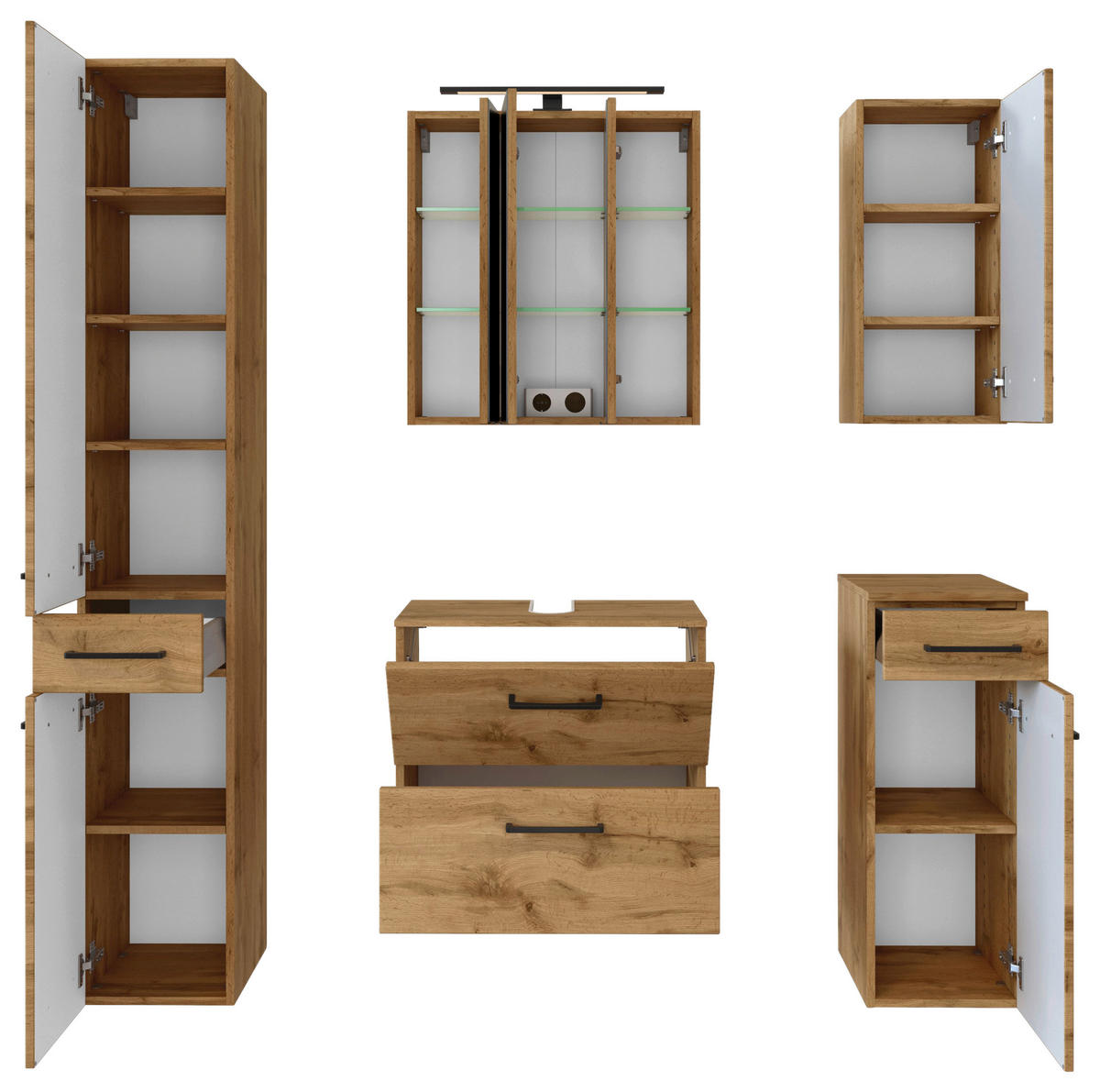 BADEZIMMER  in 120 cm  - Eichefarben, MODERN, Holzwerkstoff (120cm) - Held