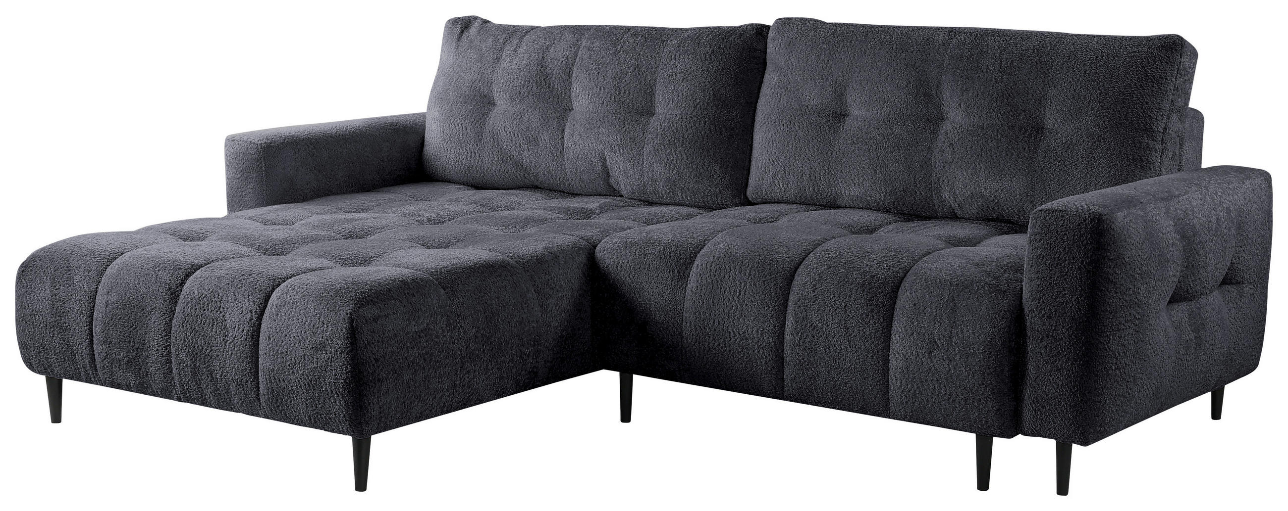 ECKSOFA Graphitfarben Chenille  - Schwarz/Graphitfarben, KONVENTIONELL, Holz/Textil (180/266cm) - Carryhome