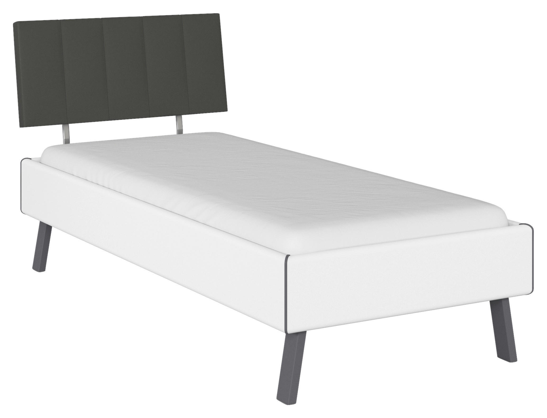 BETT 90/200 cm  in Weiß  - Weiß/Grau, Design, Textil/Metall (90/200cm) - Carryhome