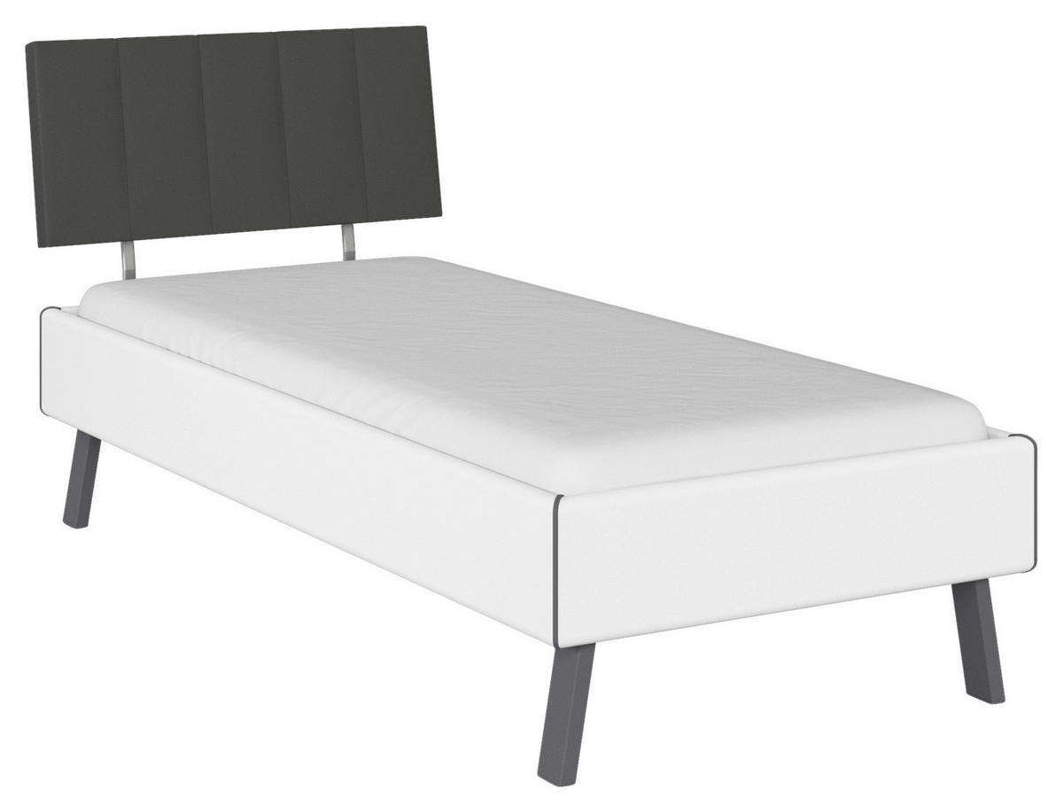 BETT 90/200 cm  in Weiß  - Weiß/Grau, Design, Textil/Metall (90/200cm) - Carryhome